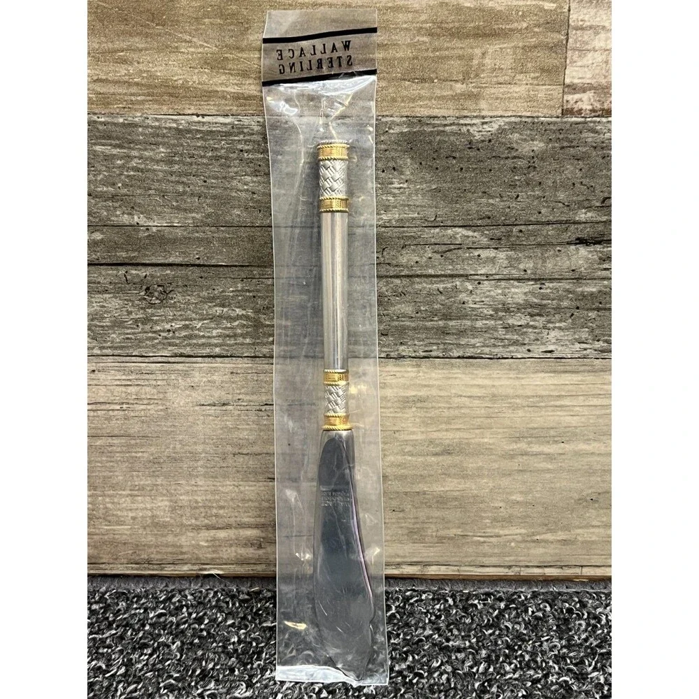 Aegean Weave Gold by Wallace Sterling Silver Handle Master Butter 7 1/4